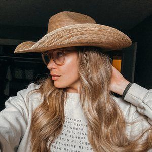 Straw Cowboy Cowgirl Western Hat Size 7.5